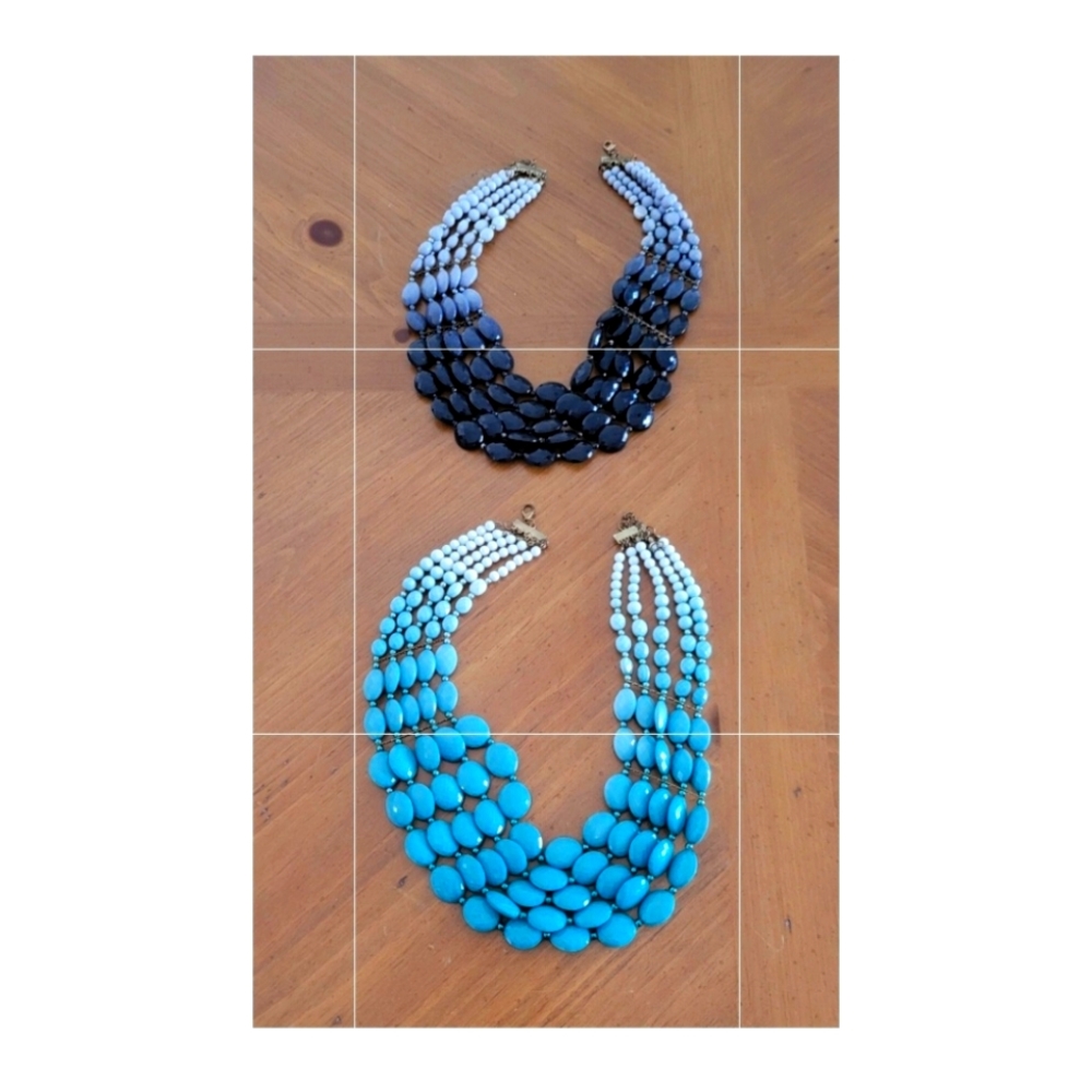Beaded Drop Necklaces Turquoise and Black